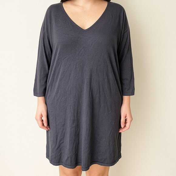 Poetry Dresses & Skirts - Poetry Womens Long Sleeve blue Silk/Cashmere Lagenlook Tunic Sweater Size 12